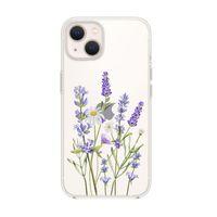 iPhone 14 Plus Uyumlu Lavender Desenli Şeffaf Silikonlu Telefon Kılıfı