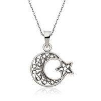 Lucky Life 925 Ayar Gumuss  Ay Yıldız Bayan Kolye