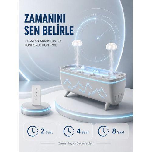 Uzaktan Kumandalı Aroma Difüzörü Sessiz Hava Nemlendirici Alev Efektli 2 4 8 Saat Zamanlayıcılı