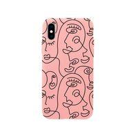 iPhone Xs Max Face Art Premium Pembe Lansman Silikonlu Kılıf