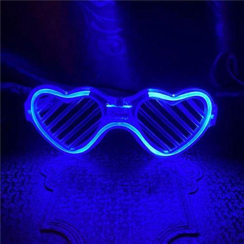 Mavi LED Işıklı Kalp Gözlük – 3 Modlu Parti &amp;