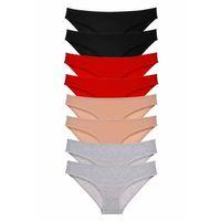 8 adet Süper Eko Set Likralı Kadın Slip Külot Siyah Kırmızı Ten Gri