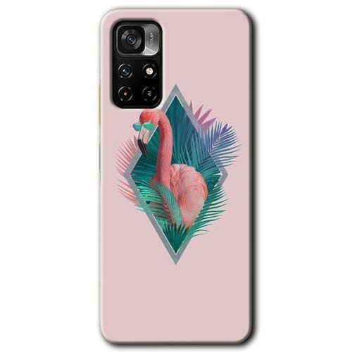 Redmi Note 11T Kılıf HD Desen Baskılı Arka Kapak - Flamingo + Kırılmaz Cam