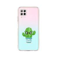 Huawei P40 Lite Gözlüklü Kaktüs Desenli Premium Şeffaf Silikon Kılıf