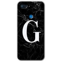 Xiaomi Mi 8 Lite Kılıf HD Desen Baskılı Arka Kapak - Siyah Mermer Desenli G Harfi + Kırılmaz Cam