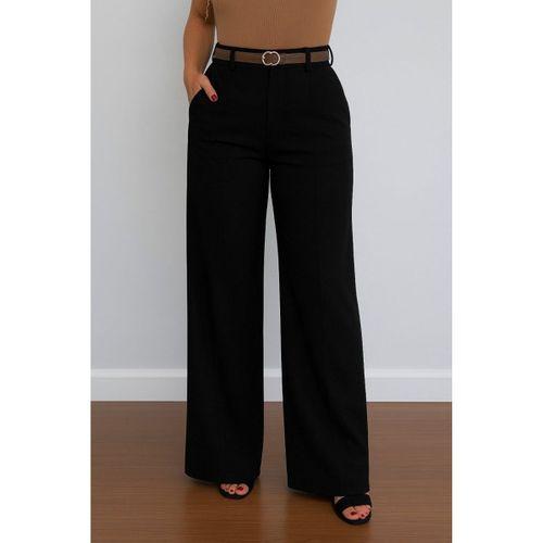 Kadın Yüksek Bel Geniş Paça Detaylı Cepli Ithal Krep Pantolon (kemersiz)