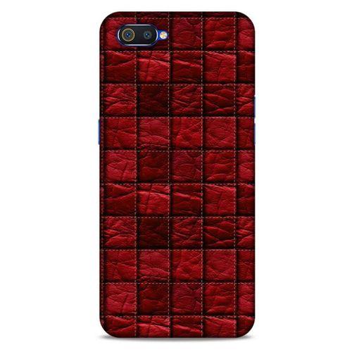 Oppo Realme C2 Kılıf Patchwork (12) Koruyucu Silikon Kırmızı Bordo