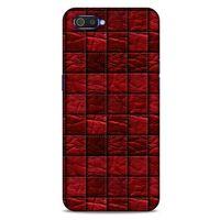 Oppo Realme C2 Kılıf Patchwork (12) Koruyucu Silikon Kırmızı Bordo