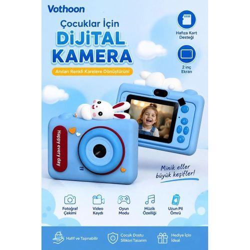 Mini Çocuk Kamerası 2 İnç Ekranlı Fotoğraf Video Çekimli  Silikon Korumalı Dijital Kamera