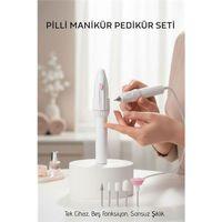 Profesyonel 5 Başlıklı Pilli Manikür Pedikür Seti - Güçlü Motorlu Tırnak Törpü ve Parlatıcı Bakım Kiti