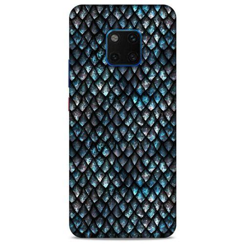 Huawei Mate 20 Pro Kılıf Dragons (10) Full Koruma Kılıfı Ejderha Skin Mavi Beyaz
