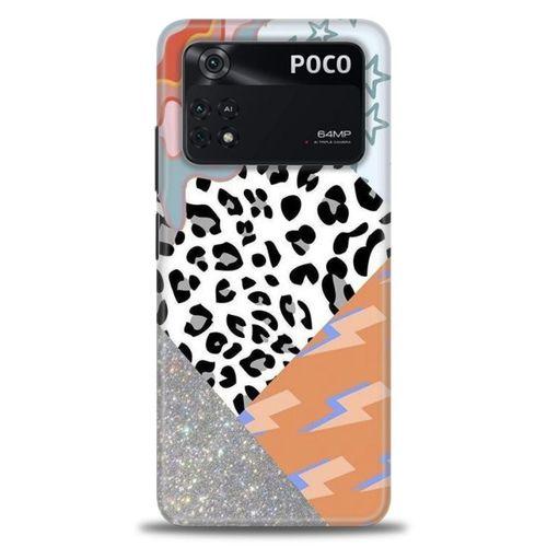 Xiaomi Poco M4 Pro 4G Kılıf HD Baskılı Kılıf - Leopar ve Şimşekler + Tam Ekran Koruyucu