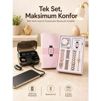 Bileklikli Amoled Ekran Akıllı Saat Ve Dijital Göstergeli Kablosuz Bluetooth Kulaklık Anc Enc