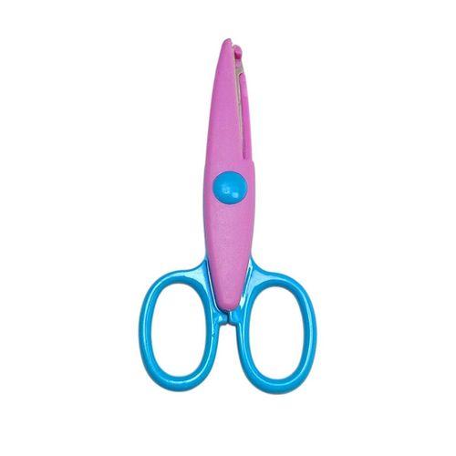 LINEA ŞEKİLLİ KESEN ÇİFT RENKLİ OKUL MAKASI ( Mavi-Pembe )