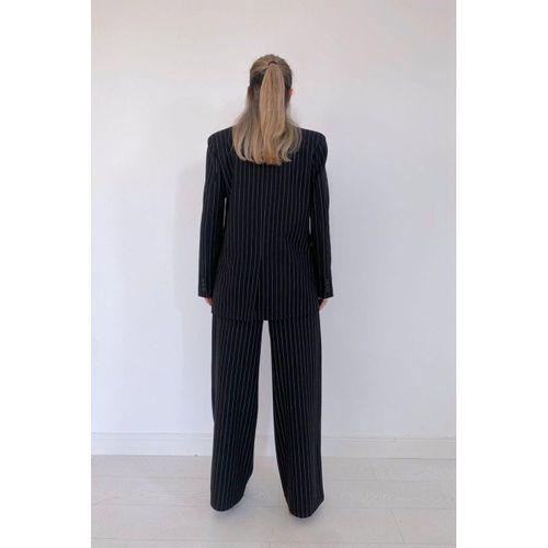 Siyah Çizgili Ceket - Yelek Ve Pantolon Takım