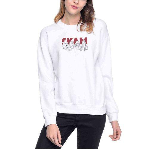 Skam 4 Baskılı Beyaz Kadın Sweatshirt