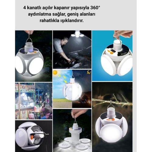Solar Enerjili Katlanabilir Led Kamp ve Bahçe Lambası