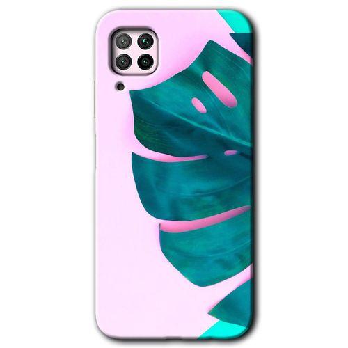 Huawei P40 Lite Kılıf HD Desen Baskılı Arka Kapak - 3D Yaprak + Kırılmaz Cam