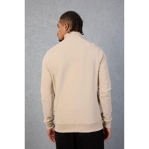 Lars Selanik Örme Kumaş Yarım Fermuar Erkek Sweatshirt - Çakıl