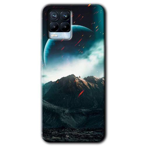 BeRa Aksesuar Realme 8 Kılıf Baskılı Kapak - Uzay Gökyüzü +Tam Kaplayan Mat Seramik