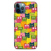 Lopard Apple iPhone 12 Pro Max Uyumlu Kılıf Kediler (35) Fit Design Kılıf Sarı Yeşil