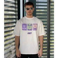 Unisex Bisiklet Yaka Baskılı Oversize T-Shirt - Beyaz