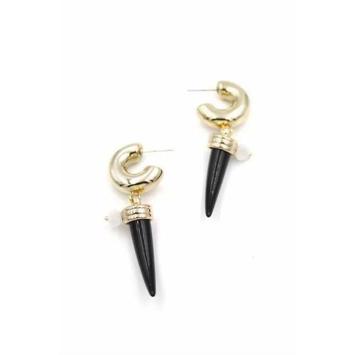 Fildişi Halka Küpe - Siyah