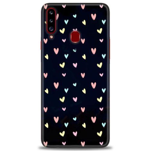 Samsung Galaxy A20S Kılıf HD Baskılı Kılıf - Mini Mini Kalpler + Tam Ekran Koruyucu