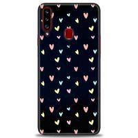 Samsung Galaxy A20S Kılıf HD Baskılı Kılıf - Mini Mini Kalpler + Tam Ekran Koruyucu