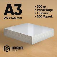 İnformal Fotokopi Kağıdı Premium Kalite A3 300 gr Parlak Kuşe 200 Yaprak 1 Hamur