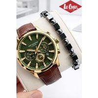 Lee Cooper Erkek Kol Saati 50 Mt Suya Dayanıklı Deri Kordon Bileklik Hediyeli VS.BLKT.0922