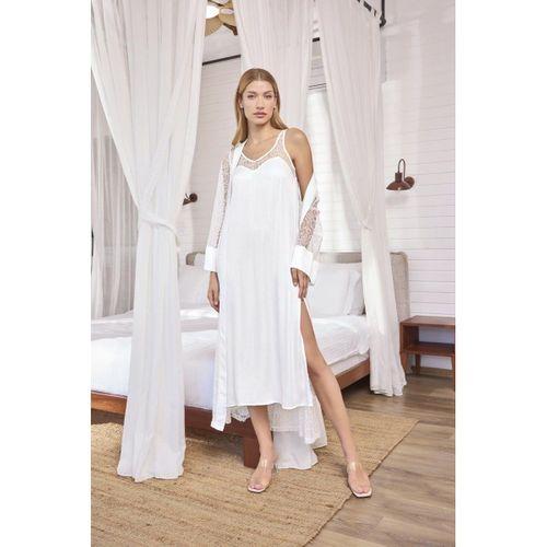 Dantelli Ve Dekolteli Saten Sabahlık Takımı