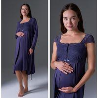 BirolGaye 1764 Lacivert Hamile Lohusa Gecelik Sabahlık Tk