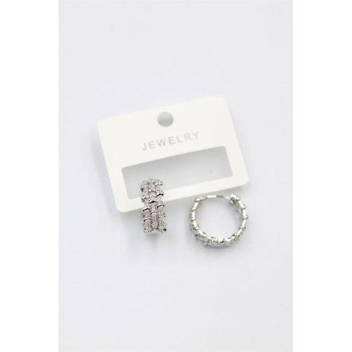 Taşlı Halka Küpe - Gümüş