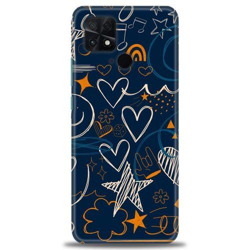 Xiaomi Poco C40 Kılıf HD Baskılı Kılıf - Notalar ve Kalpler + Tam Ekran Koruyucu
