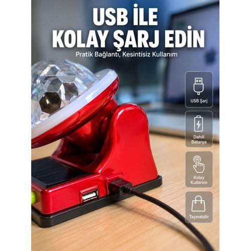 Güneş Enerjili Led Disco Lamba Şarjlı Rgb Parti Ve Dekoratif Aydınlatma Lambası