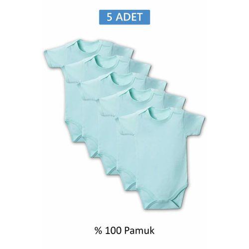 Yeşil Yarım Kol Body Zıbın 7-12 YAŞ Çocuklar İçin (5 ADET) Alttan Çıtçıtlı Özel Gereksinimli