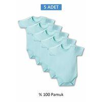 Yeşil Yarım Kol Body Zıbın 7-12 YAŞ Çocuklar İçin (5 ADET) Alttan Çıtçıtlı Özel Gereksinimli