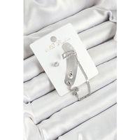 Pirinç Yılan Figürlü Zirkon Taşlı Gümüş Renk 3'lü Kıkırdak Kadın Küpe Set