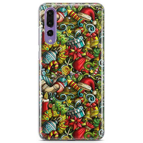 Huawei P20 Pro Kılıf Mery Christmas Doodle Arka Kapak Koruma Desenli Full Koruyucu
