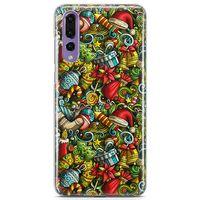Huawei P20 Pro Kılıf Mery Christmas Doodle Arka Kapak Koruma Desenli Full Koruyucu