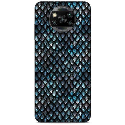 Xiaomi Redmi Poco X3 Kılıf Dragons (10) Full Koruma Kılıfı Ejderha Skin Mavi Beyaz