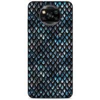 Xiaomi Redmi Poco X3 Kılıf Dragons (10) Full Koruma Kılıfı Ejderha Skin Mavi Beyaz