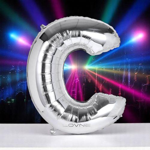 YÜKSEK KALİTE 1 METRE GÜMÜŞ C HARF BALON GÜMÜŞ C HARFİ FOLYO BALON HELYUM GAZINA UÇAN BALONA UYGUN