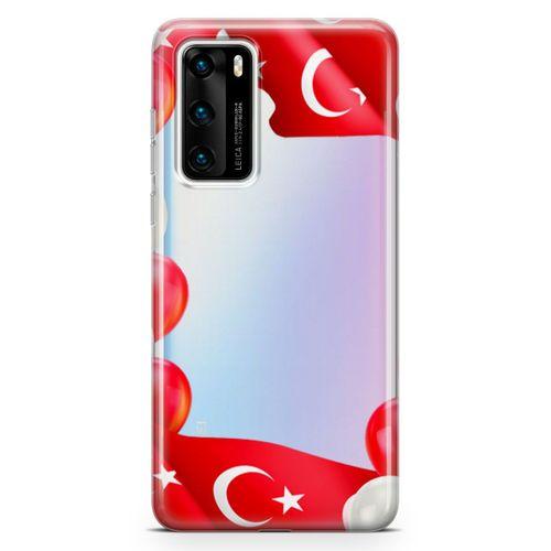 Huawei P40 Kılıf Balonlar Türkiye Bayrağı Arka Kapak Koruma Desenli Full Koruyucu