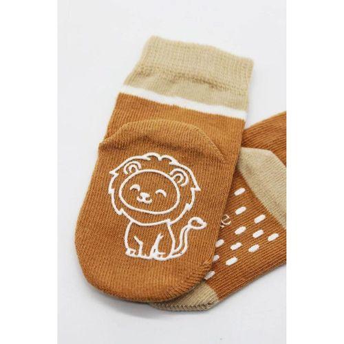 Bistyle Hayvan Figürlü Kaymaz Erkek Soket Çorap 2'Li BS10119 Hardal