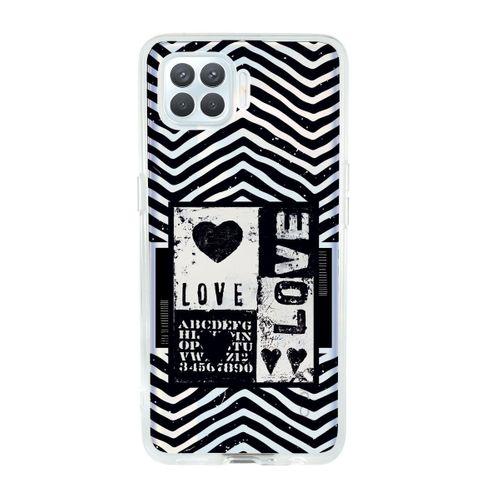 Oppo Reno 4 Lite Black Love Premium Şeffaf Silikon Kılıf