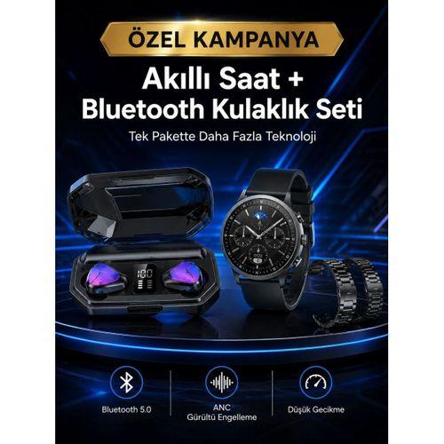 Yeni Nesil Kampanyası Bluetooth Bağlantılı Akıllı Saat Ve Kablosuz Kulaklık Dijital Göstergeli