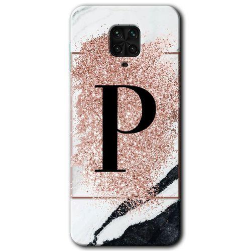 Xiaomi Redmi Note 9s HD Baskılı Kılıf + 9D Tam Ekran Koruyucu - Pembe Mermer Desenli P Harfi