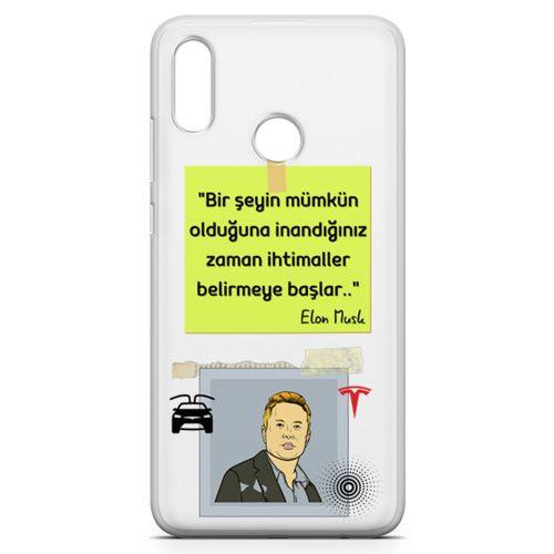 Huawei Y7 2019 Kılıf Caps-Elon Musk Arka Kapak Koruma Desenli Full Koruyucu